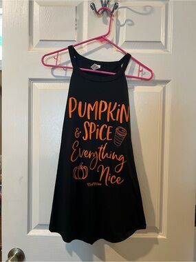 Pumpkin & Spice Graphic Tank - Black with Orange Print